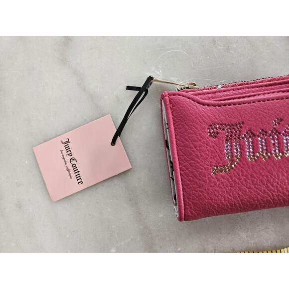 New Juicy Couture Pink Go Couture Yourself Wallet Chain Wristlet Trifold NWT - Picture 8 of 9